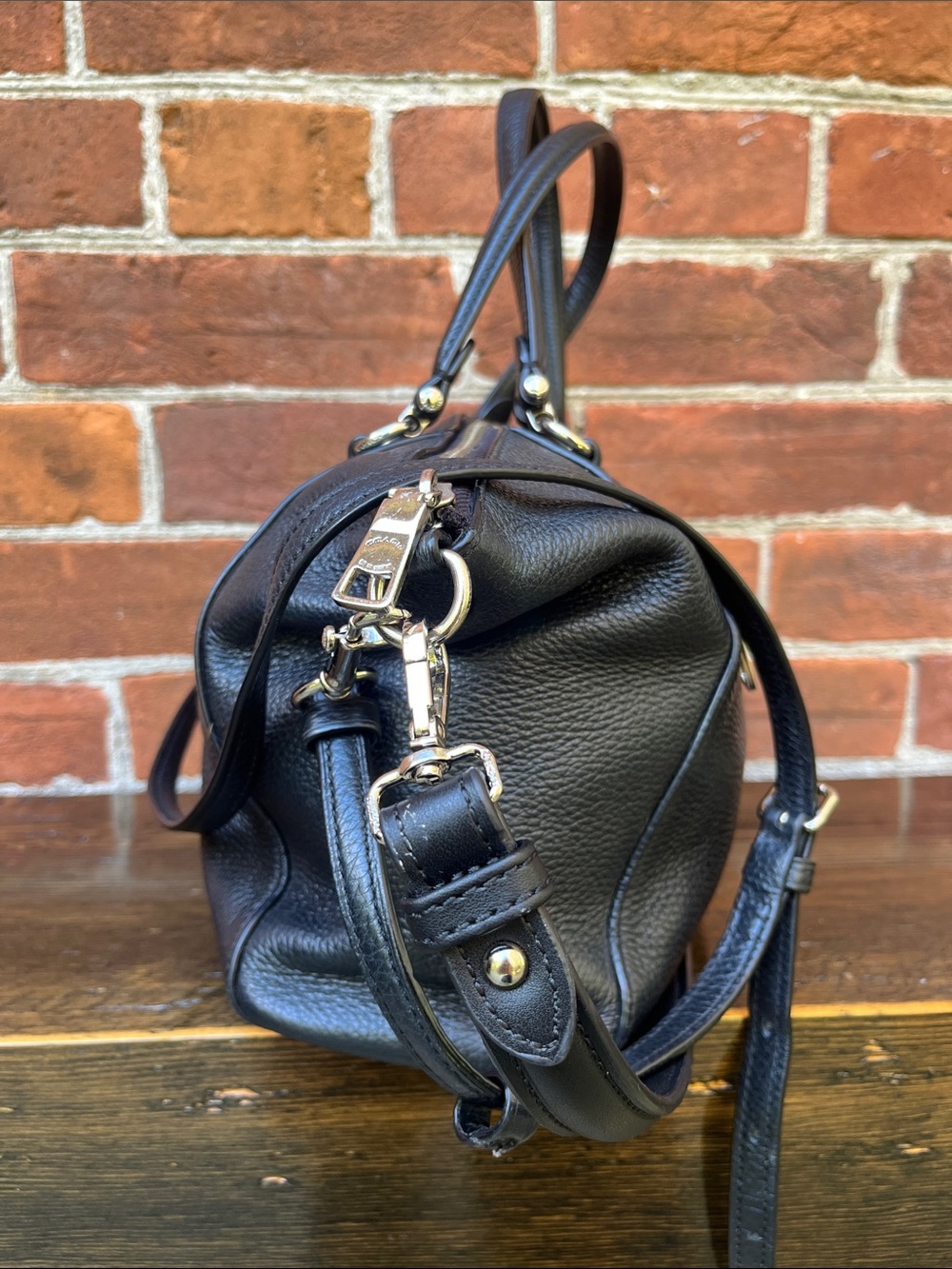 Coach Black Pebble Leather Prairie Satchel Crossbody Bag - Picture 3 of 10
